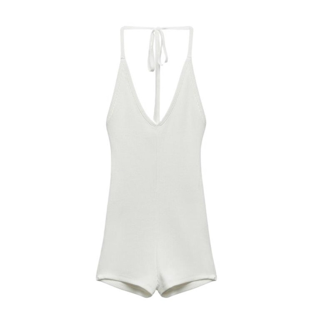 ZARA Short Ribbed Jumpsuit | Med